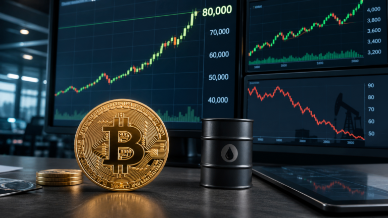 Bitcoin znovu míří k hranici 80 tisíc dolarů. Pomáhají mu akcie i levnější ropa
